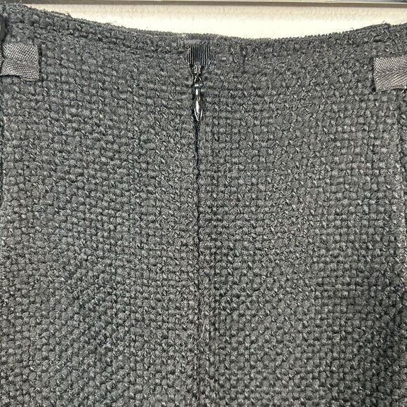 PRADA Tweed Ruffle Hem Skirt Wool Twill Knee Length Black Women's Size 42 US M - Picture 4 of 9